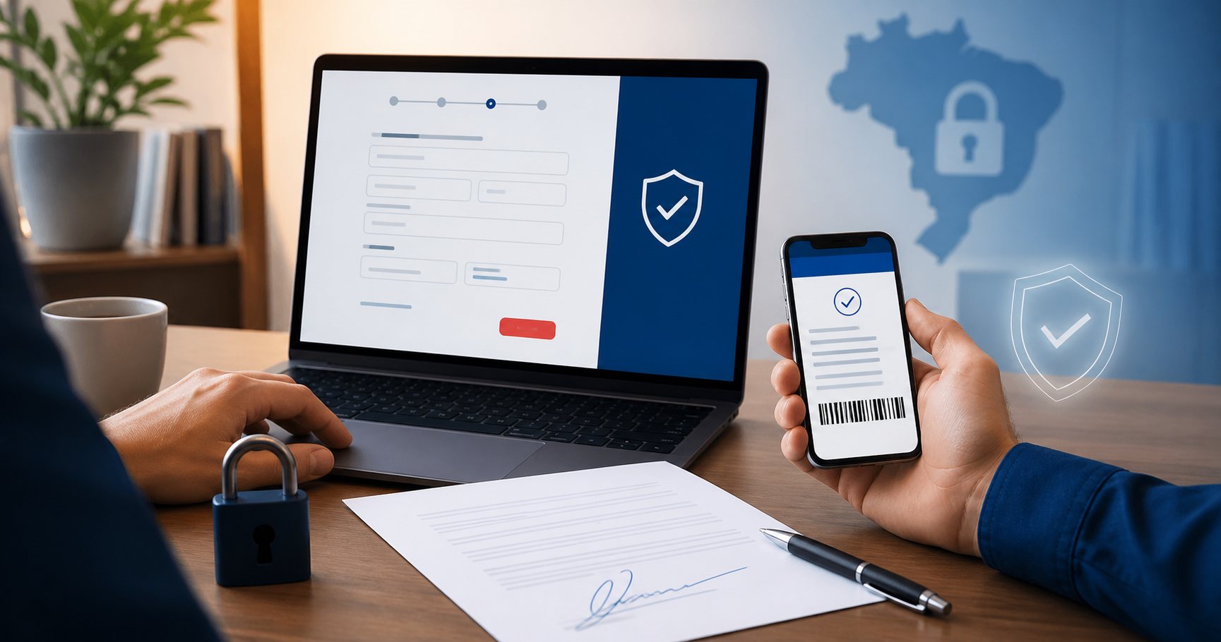 Contratação digital segura com formulário, boleto e documento